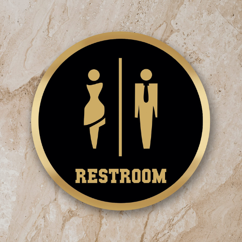 Untitled design (67) Acrylic Restroom Signage (Black & White) - Image 1